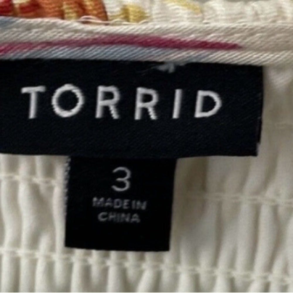 Torrid 3X Dress Midi Floral Smocked Lined Floral Short Sleeve Pockets Textured - Picture 7 of 7